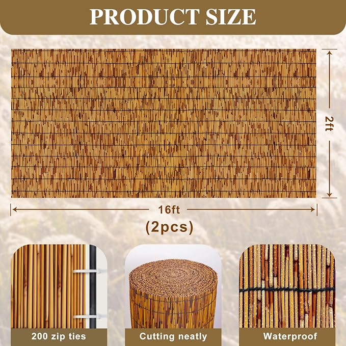 Reed Fencing Rolls, Patio Privacy Screen, Decorative Bamboo Fence Rolls - Image 2