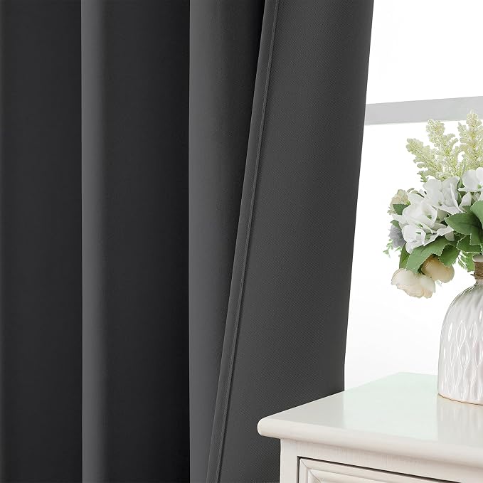 CUCRAF Dark Grey Blackout Curtains Customize, Rod Pocket Room Darkening Curtain - Image 6