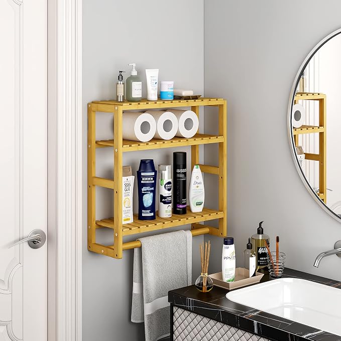 Galood Over The Toilet Storage Bathroom Shelves Wall Mounted 3 Tier Space Saver - Image 3