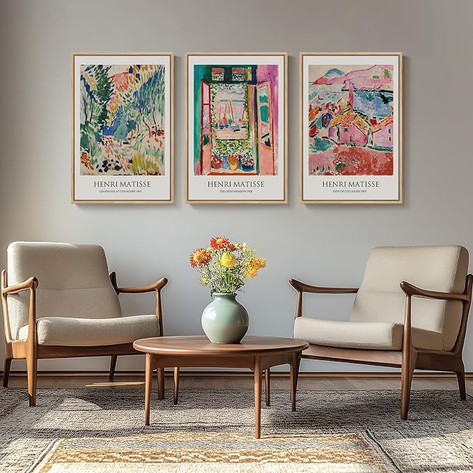 Framed Matisse Wall Art, 3 Piece Large Canvas Abstract Art Prints - Image 4