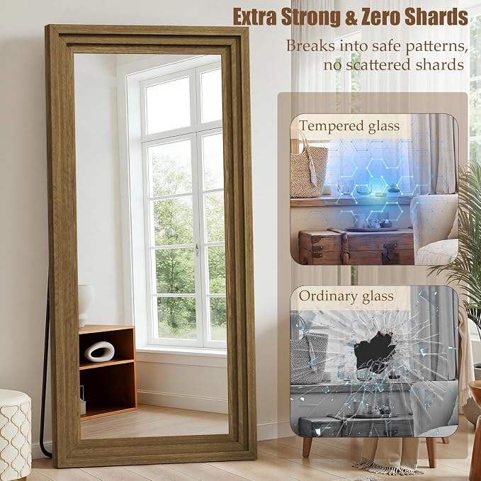 Full Length Mirror 71"x30", Large Solid Wood Frame Floor Mirror, Leaning Floor - Image 5