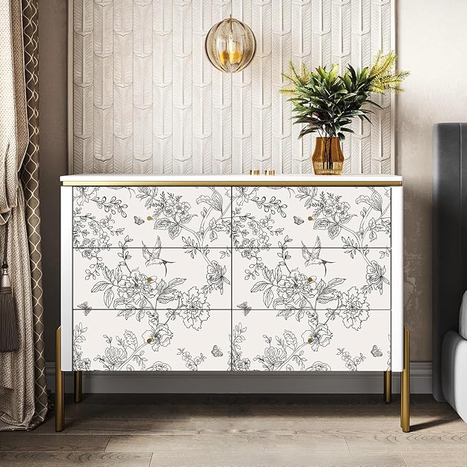 Froluya Black and Cream White Floral Wallpaper Peel and Stick Wallpaper - Image 3