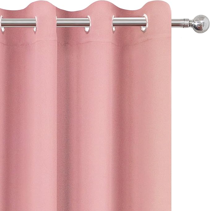 LEMOMO Pink Blackout Curtains/52 x 45 Inch Length Kids Curtains/Set of 2 Panels - Image 6
