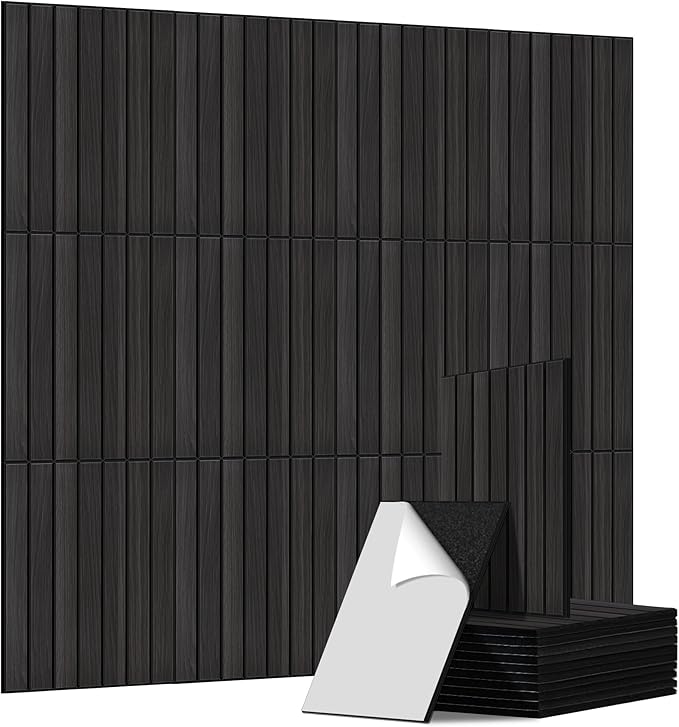 PVC Acoustic Wood Wall Panels, 12 Pack 11.8 x 15.7 x 0.35 Inch Sound Proofing by AUTORIFIC
