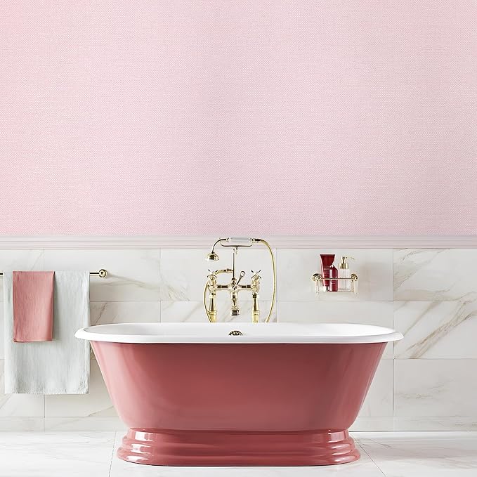 15.75"x393.7" Grasscloth Peel and Stick Wallpaper Pink Textured Contact Paper - Image 8