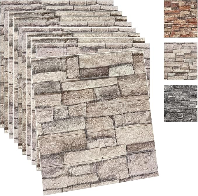 Yutianli 10PSC 3D Wall Panels Peel and Stick Faux Brick Wall Panels by Yutianli