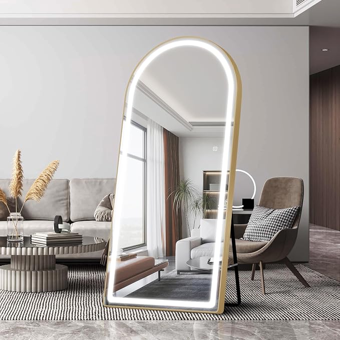 FENNIO Full Length Mirror with Lights, Free Standing Lighted Floor Mirror - Image 8