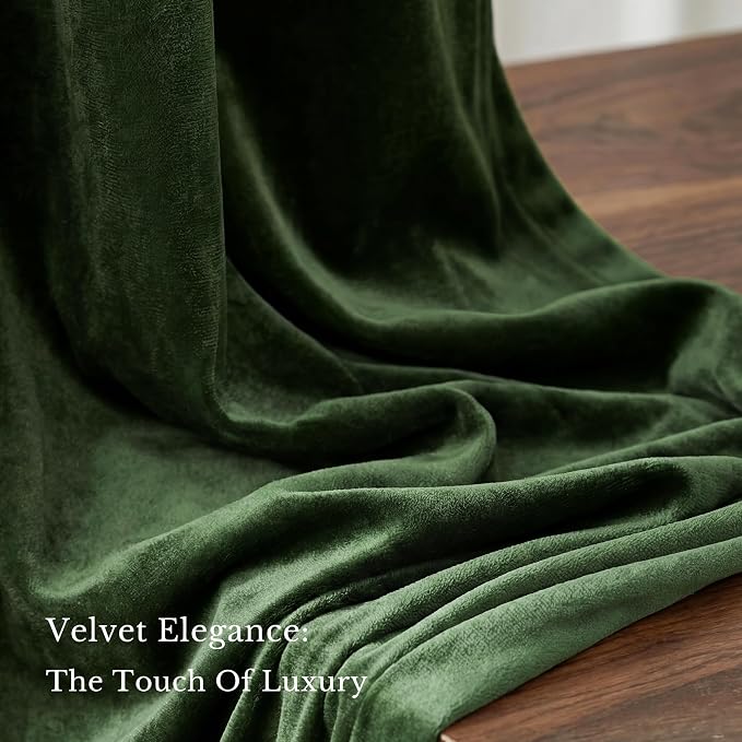 NICETOWN Olive Green Velvet Valance Curtains - Image 7