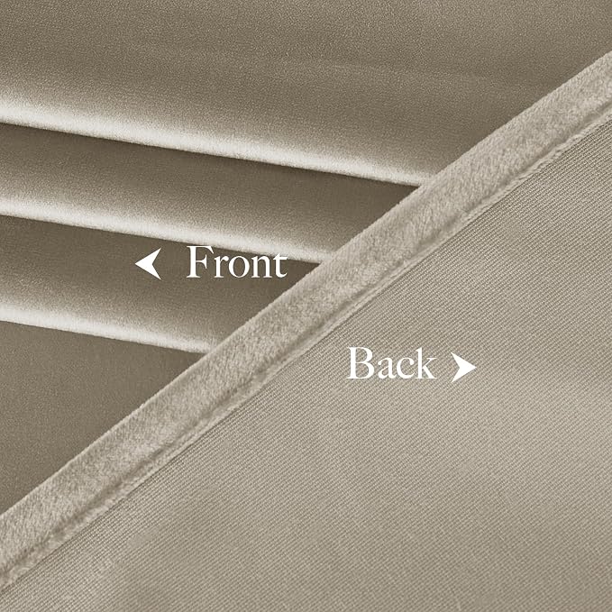 NICETOWN Camel Velvet Curtains 84 Inch Long 62 Wide, Rod Pocket Room Darkening - Image 6