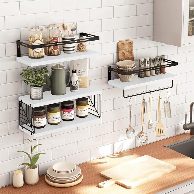 Fixwal Wall Mounted Bathroom Shelves Over Toilet, Rustic Wood Floating Shelves - Image 7