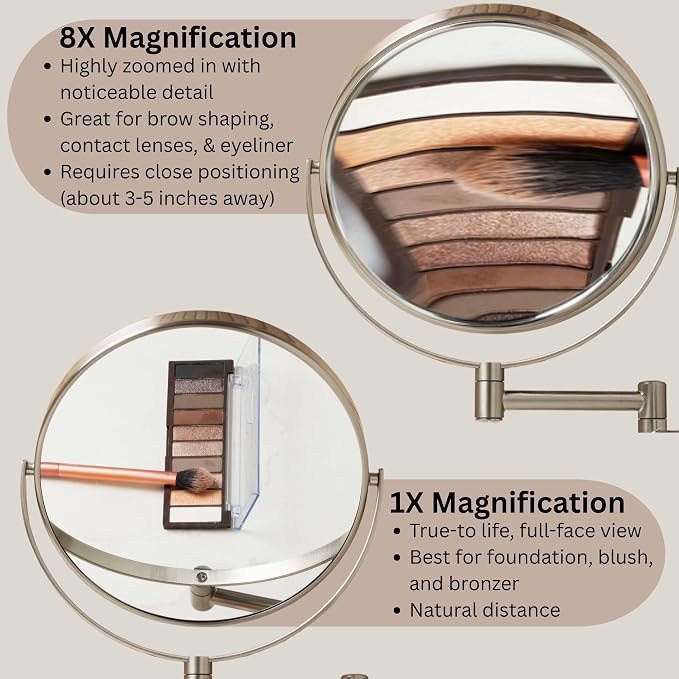 Jerdon Wall-Mounted Magnifying Mirror - Image 4