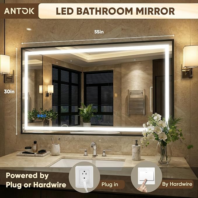 Antok 55X30 LED Bathroom Mirror - Image 3