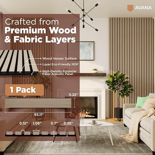 Avana Modern Acoustic Wood Wall Panel –93.2x11.25 Inch Panels – Fits 94x12 - Image 4