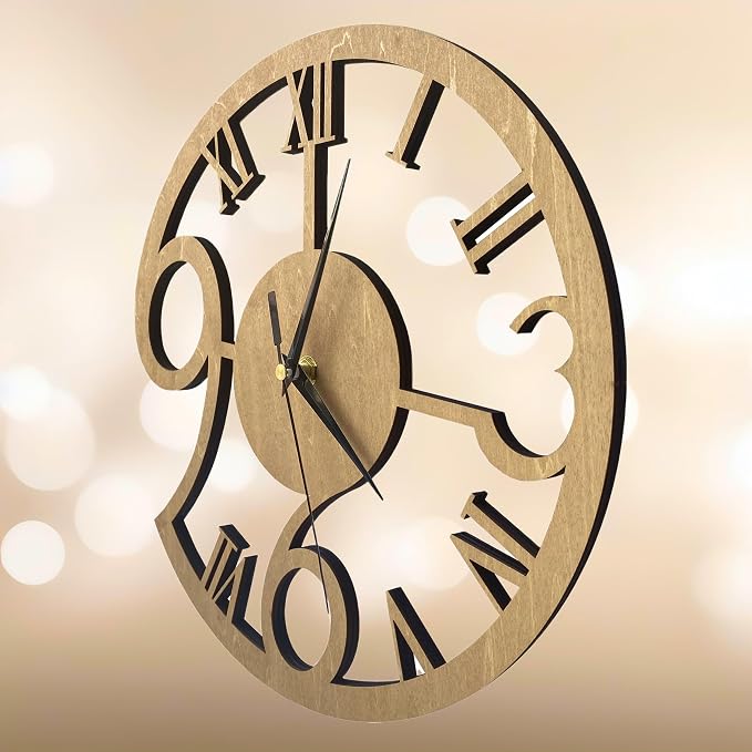Rizalit Wood Wall Clock Artistic Modern Classic Style Unique Design 11.5 Inch - Image 9
