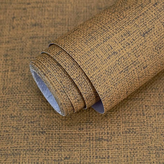 15.75"x590.6" Brown Wallpaper Peel and Stick Removable Grasscloth Textured Wall by MANONIRIA