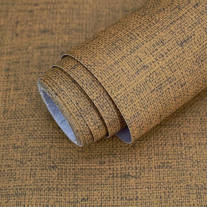 15.75"x787.4" Brown Grasscloth Wallpaper Peel and Stick Removable Textured Wall by MANONIRIA