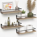 RICHER HOUSE 4-Piece Bathroom Paulownia Wood Shelves Set, Wall Mounted by RicherHouse