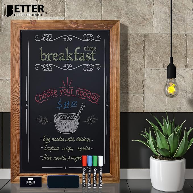 Better Office Products Magnetic Chalkboard, 20x30 Rustic Wood Frame Chalkboard - Image 2