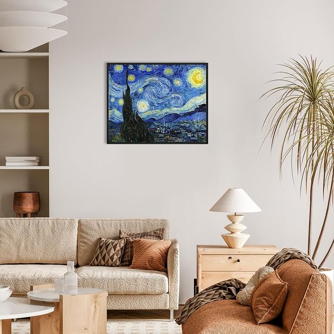 Van Gogh Canvas Wall Art: Starry Night Painting Famous Art Prints Posters Black - Image 8