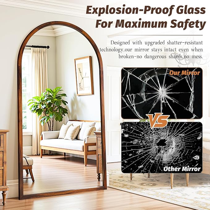 Full Length Mirror 76"×41" Floor Mirror Standing Tall Mirror, Arched Stand up - Image 6