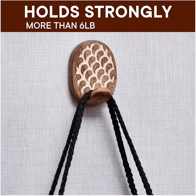 Indian Shelf 6 Lb- 3 Pieces Decorative Wood Adhesive Wall Hooks–Boho Peel and - Image 8