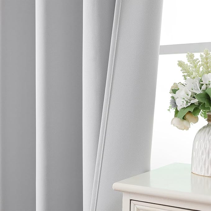 CUCRAF Grayish White Blackout Curtains 84 inch Length 2 Panels Set, Rod Pocket - Image 6