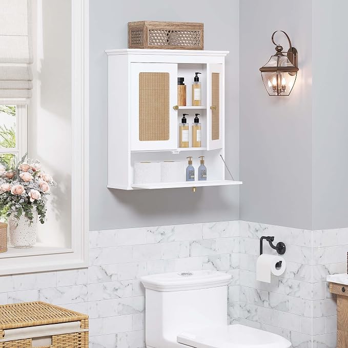 Spirich Bathroom Wall Cabinet Over Toilet, Boho Rattan Medicine Cabinet - Image 4