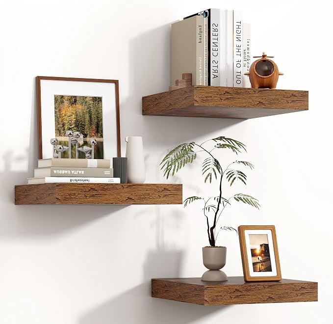 Square Floating Shelves for Wall 12"W x 12"D x 1.4"H, Small Engineered Wood by Venusmiles