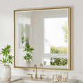 Gold Bathroom Mirror 36x36 Inch Square Beveled Bathroom Vanity Mirror Brushed by QUEENFUN