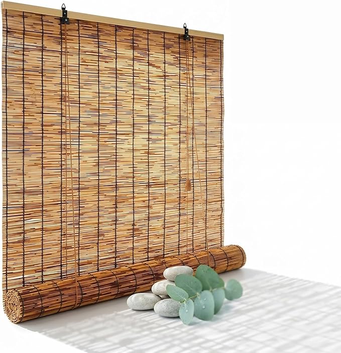Bamboo Roll Up Shades for Outdoor Patio, Light Filtering Bamboo Roll Up Blinds by Unknown