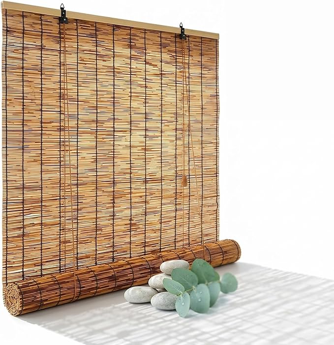 Bamboo Roll Up Shades for Outdoor Patio, Light Filtering Bamboo Roll Up Blinds by Unknown