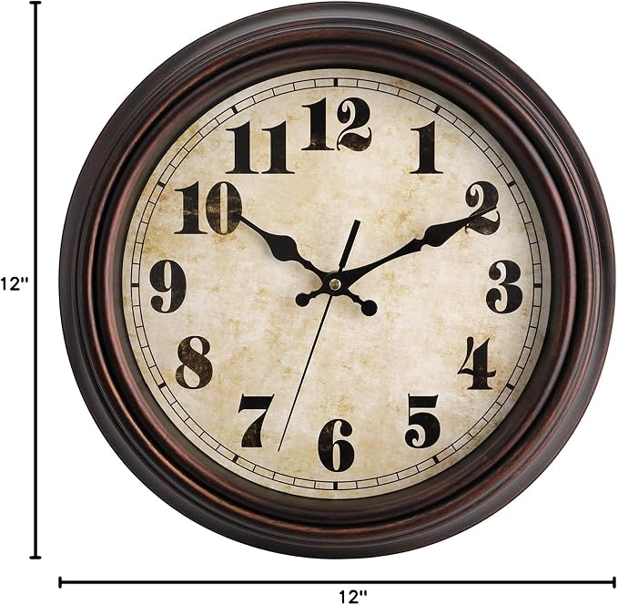TOPZEA Retro Wall Clock, 12 Inch Silent Non-Ticking Classic Clocks Decorative - Image 8