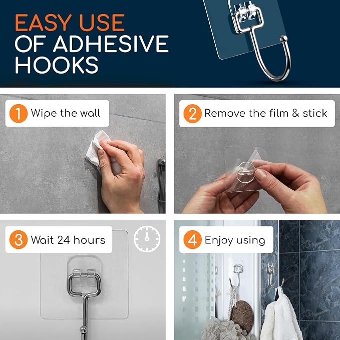 GLUIT Adhesive Wall Hooks for Hanging Heavy Duty 22 lbs Hooks for Walls No Drill - Image 7