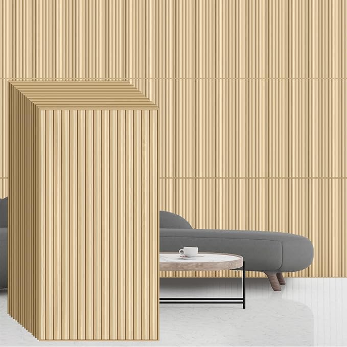Nuanchu 18 Pack 4x2 FT 3D Slat Wall Panels Large PVC Fluted Panel Decorative by Nuanchu