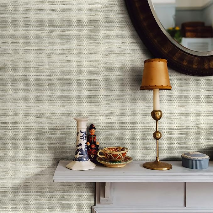 JiffDiff Grasscloth Wallpaper Peel and Stick Cream Grassweave Peel & Stick - Image 2