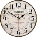 14 Inch Retro Vintage French Country Style Round Wooden Wall Clock Silent by Toudorp