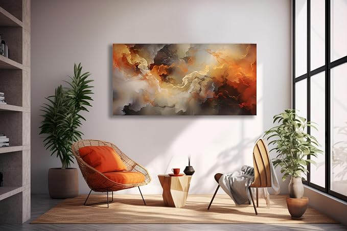 VHMING Abstract Wall Art Home Decor Orange Artwork Wall Art Prints Canvas - Image 5