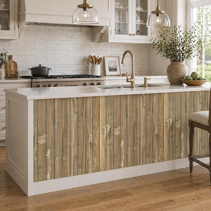 VEELIKE Weathered Wood Slat Wall Panels Peel and Stick Reclaimed Wood Grain - Image 6