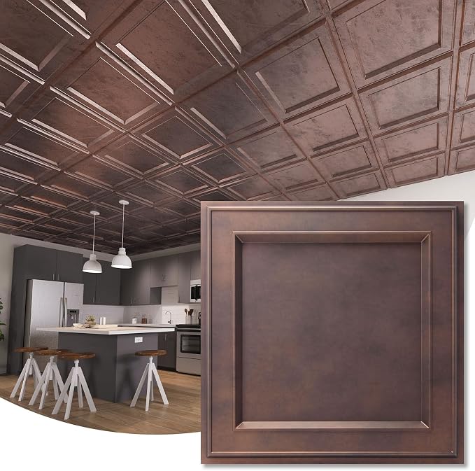 WOWSTAR 12-Pack 24"x24" Drop Ceiling Tiles, Waterproof Glue up Ceiling Panels by WOWSTAR
