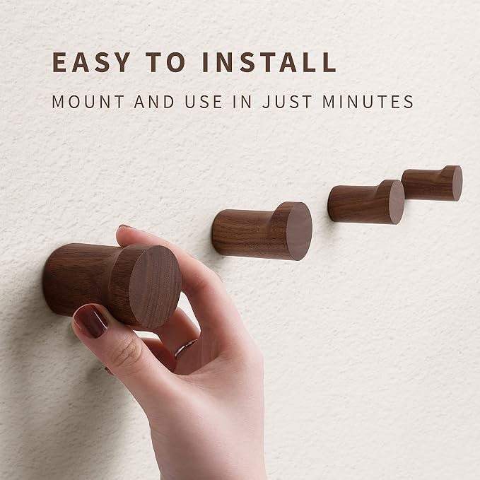 NAUMOO Natural Wooden Wall Mounted Hooks - Image 5