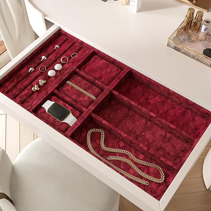 Wallercity Soft Red Velvet Felt Drawer Liner Self Adhesive Retro Velvet - Image 4