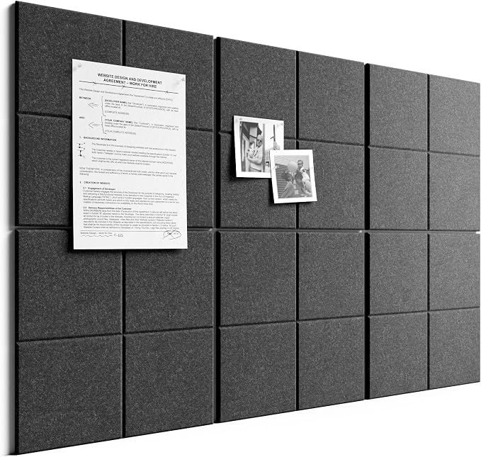 Bumusty Large Felt Bulletin Board, 30 Push Pins, 40 Adhesive Tabs, Charcoal Gray by BUMUSTY