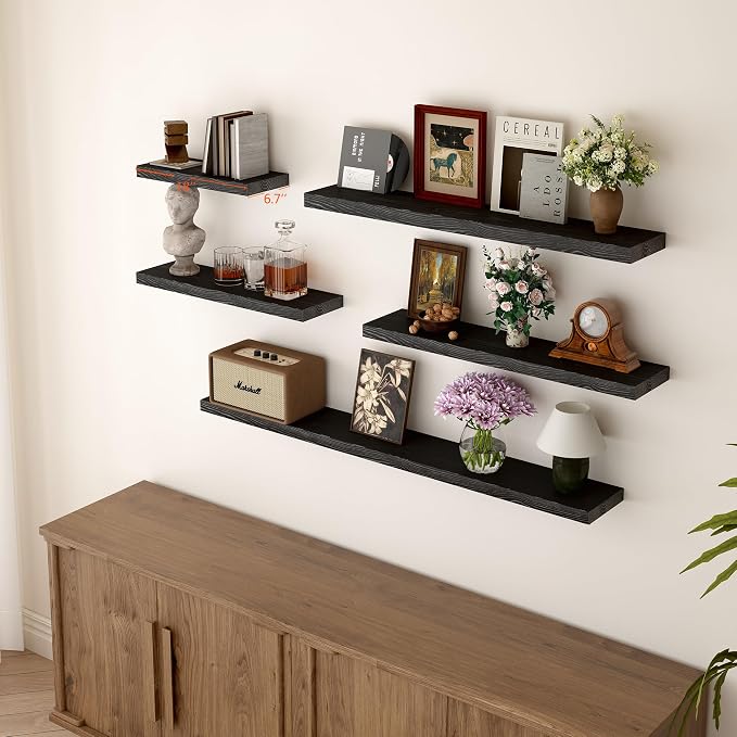 BGMG Wood Floating Shelves 18 inch, Solid Wood Wall Shelves - Image 4