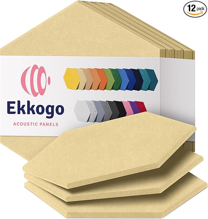 Acoustic Panels 12-Pack Soundproof Wall Panels 14"X12.1"X0.4" Sound Panels High by EkkogoAcousticPanels