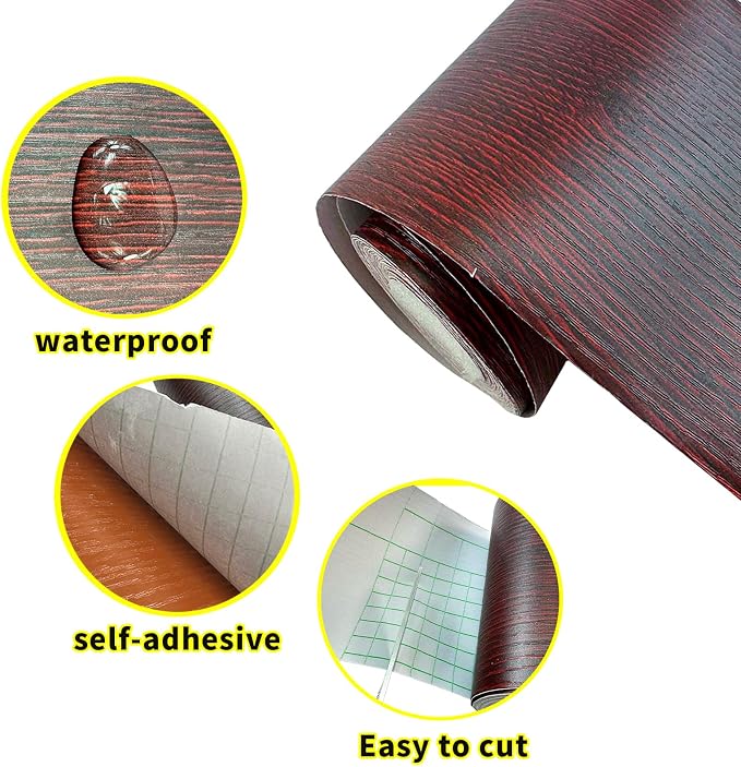 Teemall 10M Black Wood Grain Removable PVC Waterproof Border Wall Decor - Image 3