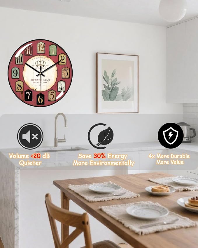 Decorative Wall Clocks Batterys Operated, Retro Wall Clock - Image 5