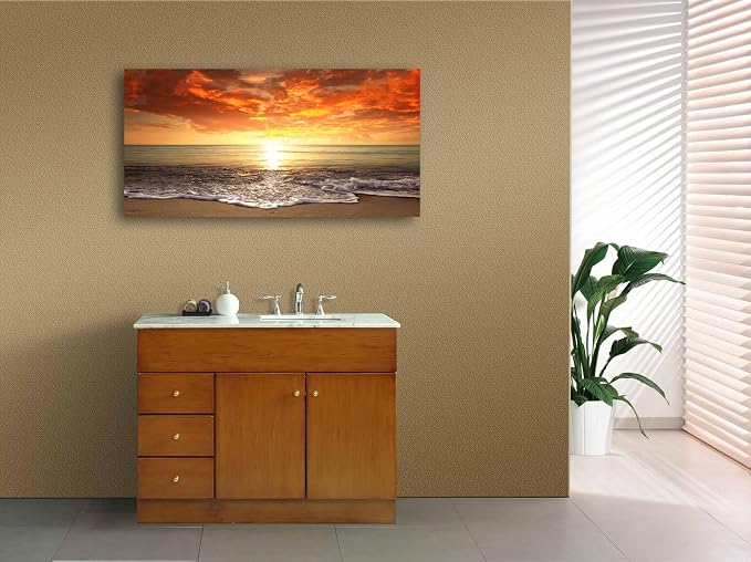 Baisuart S0162 Canvas Prints Wall Art Sunset Ocean Beach Pictures Photo - Image 3