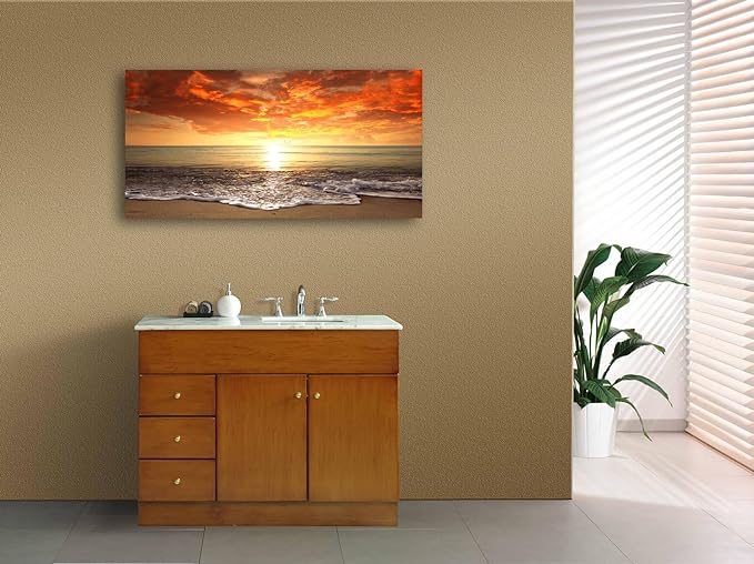 Baisuart-S0162 Canvas Prints Wall Art Sunset Ocean Beach Pictures Photo - Image 5