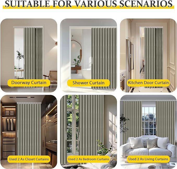 AJAZZ 100% Blackout Magnetic Door Curtain Accordion Doors Interior Closet Door - Image 5