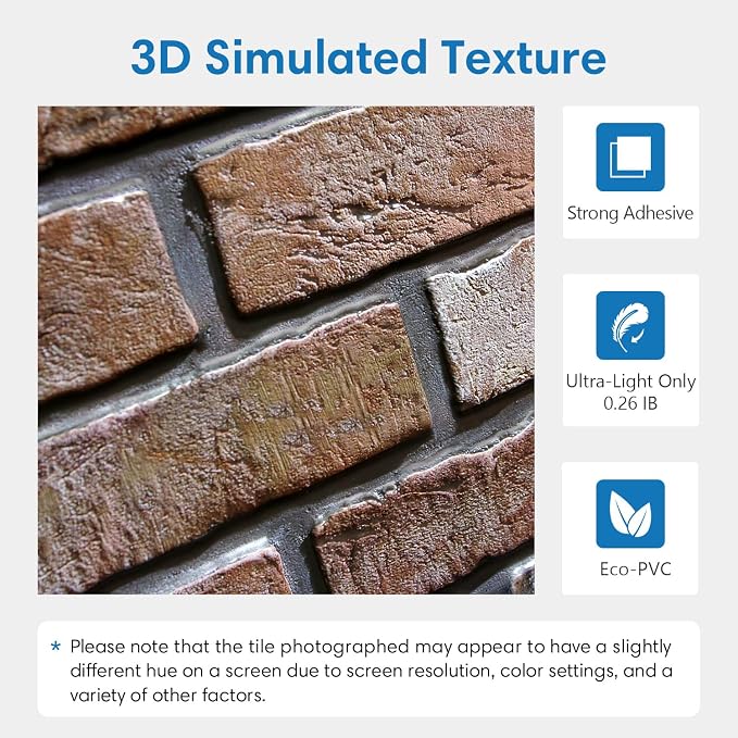 COMSTICKC 3D Brown Faux Brick Wall Panel Peel and Stick Wall Covering, Not Real - Image 3